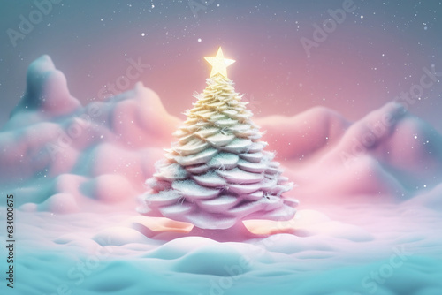 Creative Christmas tree 3D candy pastel background