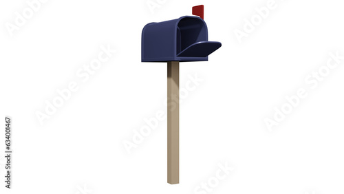 3D Model Illustration of Blue Mailbox, The Old Way To Receive  And Sending Letters
