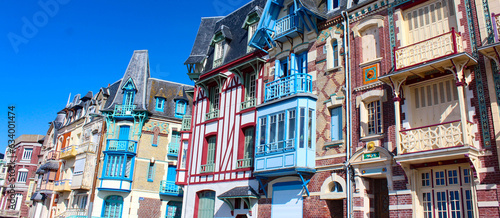 Typical facades on the seaside of Mers-les-Bains  limit of Hauts-de-France and Normandy. France