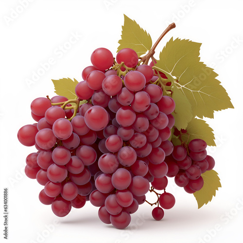 Red grapes bunch. Winery object, realistic grape isolated on white background. Fresh farm raw ingredient illustration. Black grapes bunch. purple grapes bunch