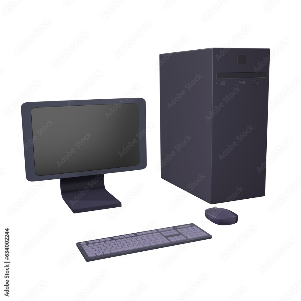 3D Model Illustration of Boring Look Office Computer With High Specs 3D Model Illustration of Boring Look Office Computer With High Specs