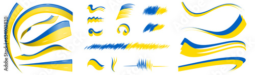 ukrainian flag set elements, vector illustration on a white background