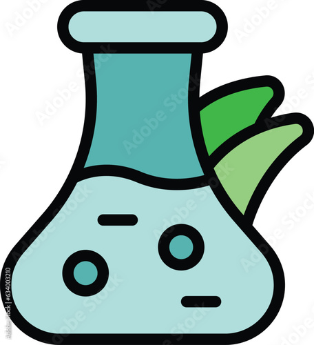 Cosmetic flask icon outline vector. Facial care. Beauty skin color flat