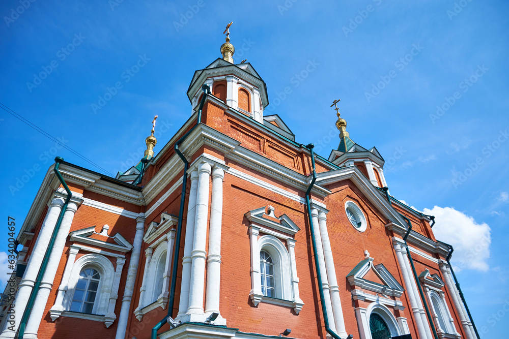Kolomna, Russia - August 10, 2023: Ancient Russian monastery on the background of blue sky. Old Russian architecture