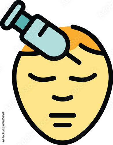 Cosmetic syringe icon outline vector. Face skin. Facial care color flat