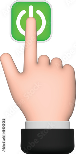 A man pressing a power button. hand cursor.
