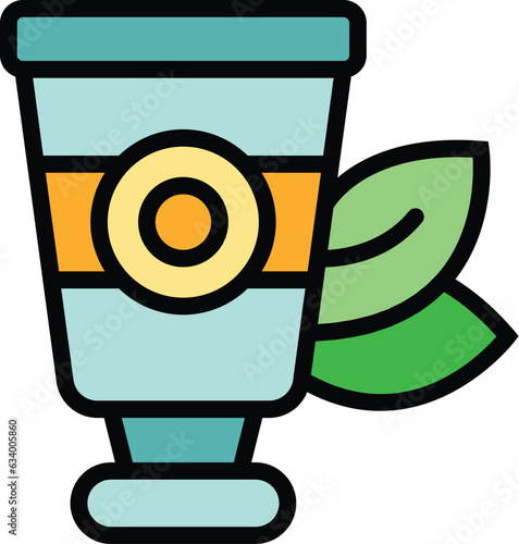 Cream tube icon outline vector. Woman treatment. Medical massage color flat