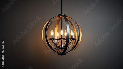 Design home ceiling lamp metal sphere candelier isolated on white background