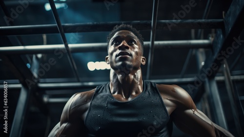 Black man exercising at the gym
