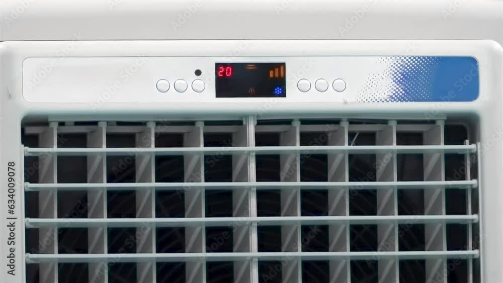 Stockvideon A close up to an Air Conditioner with three speeds portable ...