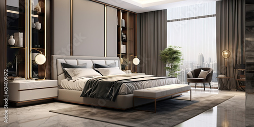 Comfortable and cozy bedroom with modern design