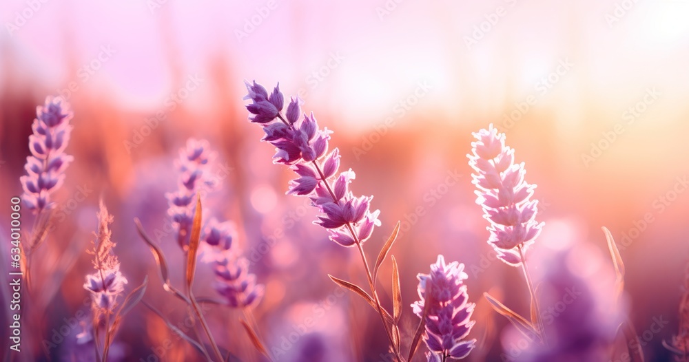 Lavender Blooms Bask in Sunlight - Generative ai Lavender Blooms Bask in Sunlight - Generative ai