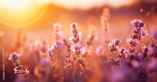 Lavender Blooms Bask in Sunlight - Generative ai © Nld