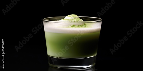 Wallpaper Mural AI Generated. AI Generative. Japanese asian food cup matcha latte art on simple background. Graphic Art Torontodigital.ca