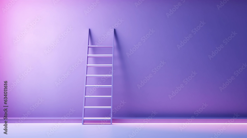 Abstract luxury background, Minimalistic purple architectural background with ladder, Modern futuristic design for poster, cover, branding, product showcase, AI Generated.