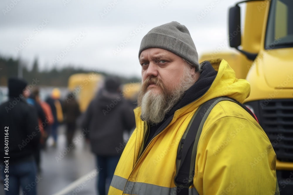 Portrait of truck driver man near truck Portrait of truck driver man near truck