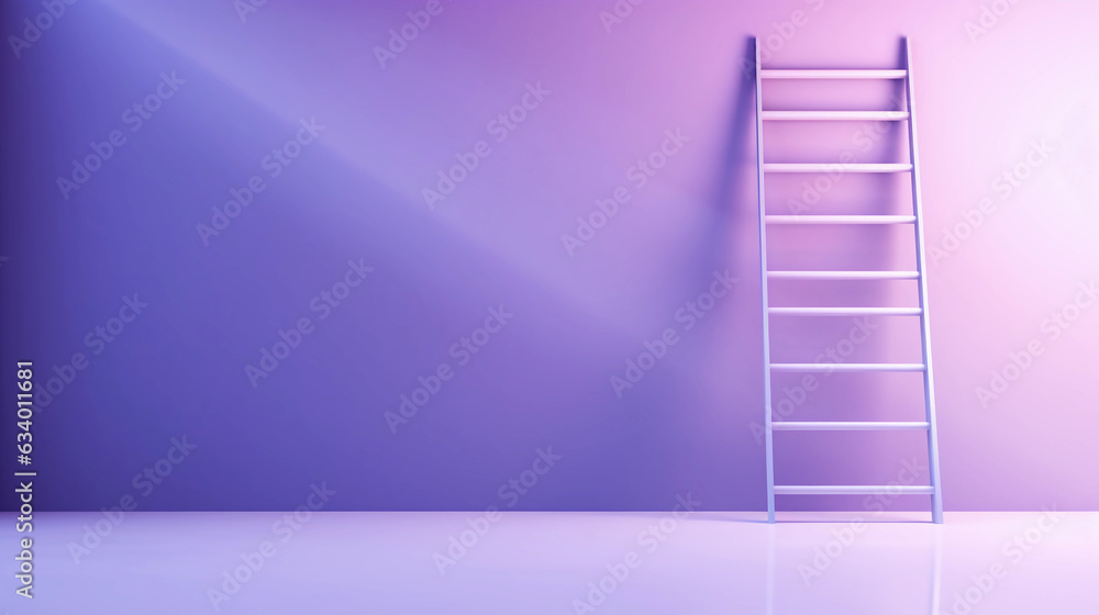 Abstract luxury background, Minimalistic purple architectural background with ladder, Modern futuristic design for poster, cover, branding, product showcase, AI Generated.