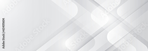 Abstract white and grey geometric shape background. Modern graphic design. Futuristic concept. Horizontal banner template with space for your text. Suit for cover, banner, brochure, presentation, web