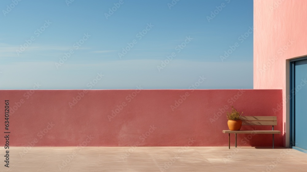 Wallpaper for desktop, background, exterior low wall, red wall, copy