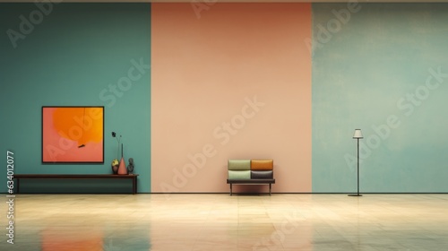 Wallpaper for desktop, background, interior wall, green, pink, copy space, small sofa, artwork, design items, Rothko style