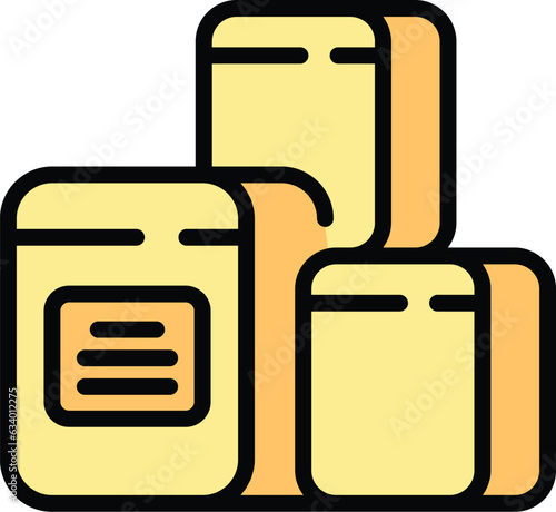 Charity box stack icon outline vector. Donate help. People event color flat