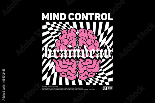 Creative mind control streetwear clothing tee concept vector graphic design templates