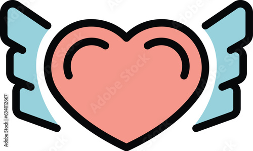 Love charity icon outline vector. Community help. People donate color flat