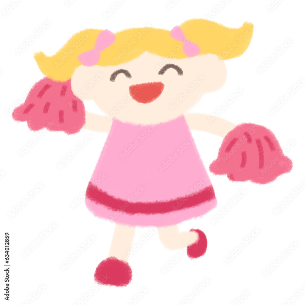 pink cheerleader girl cheers cute minimal kid child victory