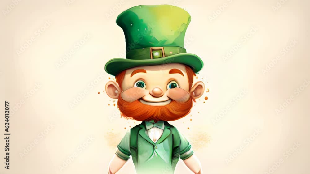 An adorable leprechaun with rosy and an even rosier red beard wearing a lucky green top hat a green vest and cute children creature An adorable leprechaun with rosy and an even rosier red beard wearing a lucky green top hat a green vest and cute children creature