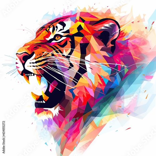 abstract portrait of a tiger in low polygon style
