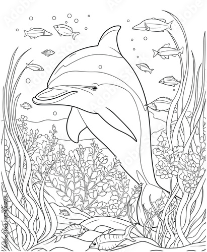 Dolphin coloring pages for sea life