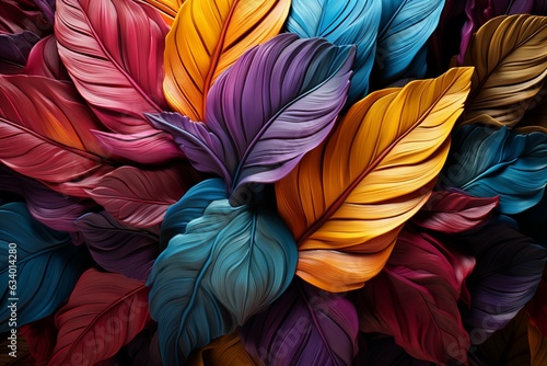 Tropical leaves backdrop blends gradients  creating a vibrant  natureinspired color spectrum Generative AI