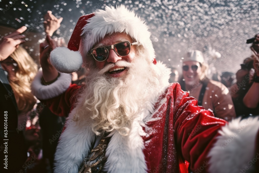 A lively Christmas party featuring Santa Claus A lively Christmas party featuring Santa Claus