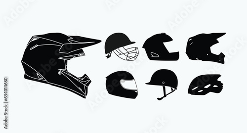 kinds of helmet set bundle vector design, motorbike and sport helmet bundle