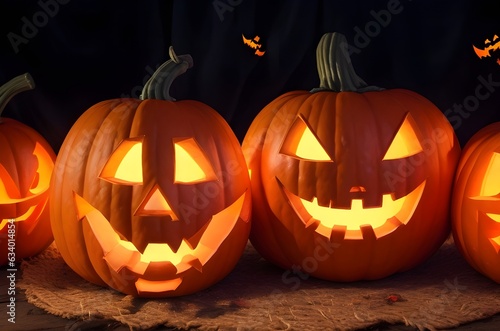 Spooky Halloween Pumpkins with Carved Faces