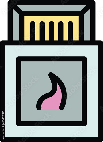 Matches box icon outline vector. Cigar tobacco. Pack health color flat