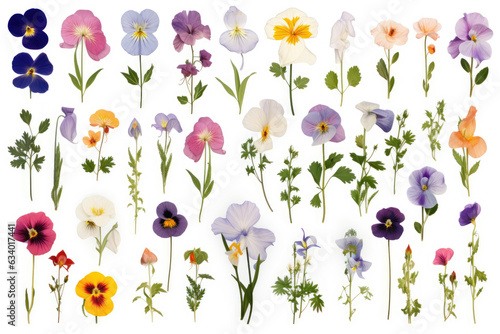 A collection of pressed flowers