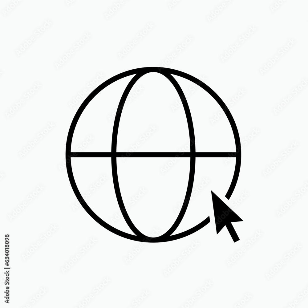 Browser Icon. Globe and Cursor Symbol - Vector.