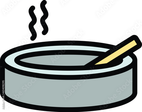 Glass ashtray icon outline vector. Cigarette smoker. Burn pack color flat