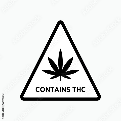 Contains THC Warning. Information Product, Tetrahydrocannabinol Symbol for Design and  Medical Websites, Presentation or Application