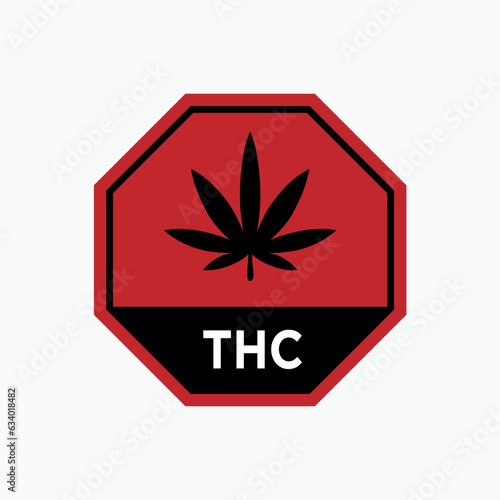 Contains THC Warning. Information Product, Tetrahydrocannabinol Symbol for Design and  Medical Websites, Presentation or Application