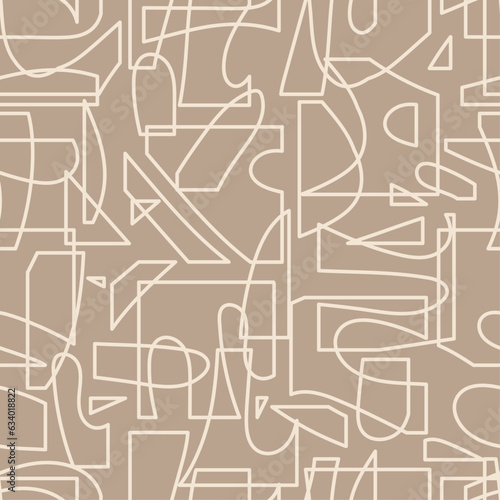 Trendy seamless pattern with abstract organic cut out Matisse inspired shapes