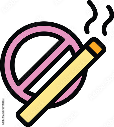 No smoking icon outline vector. Cigarette tobacco. Smoker vipe color flat