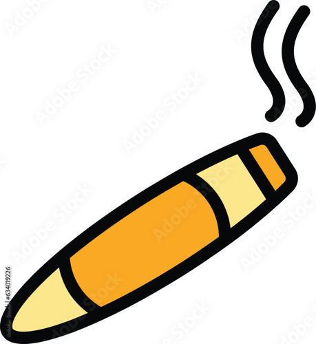 Burning cigar icon outline vector. Cigarette tobacco. Smoke vape color flat