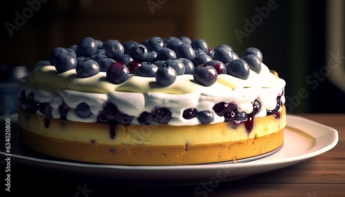 a blueberry cake with blueberries on top of it