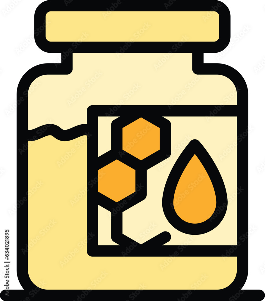 Honey bee jar icon outline vector. Nectar propolis. Flower pollen color flat
