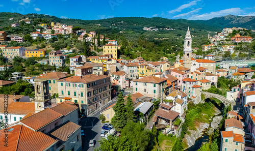 Aerial view of the village of Dolcedo, Liguria, Italy photo