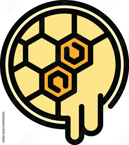 Round honey comb icon outline vector. Bee nectar. Food pollen color flat