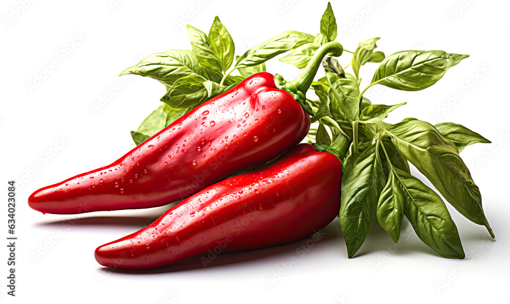 Red paprika on a white background close-up. Red paprika on a white background close-up.