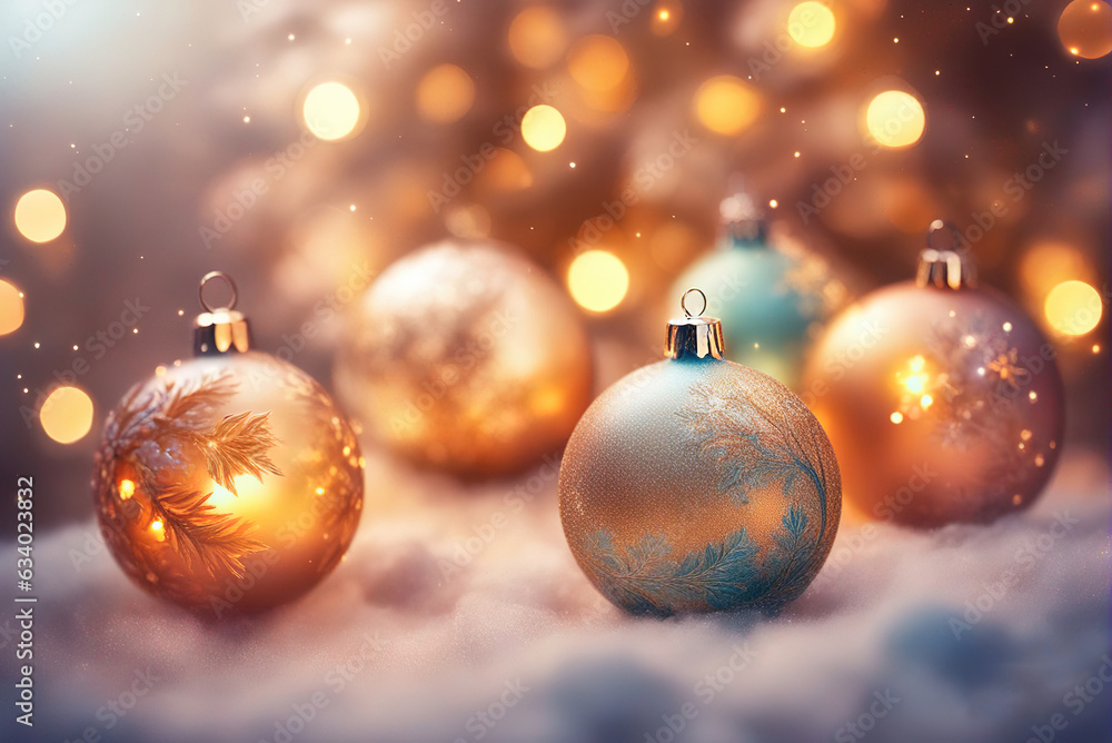 Christmas background with shiny balls, Christmas tree and blurred lights. Christmas background with shiny balls, Christmas tree and blurred lights.